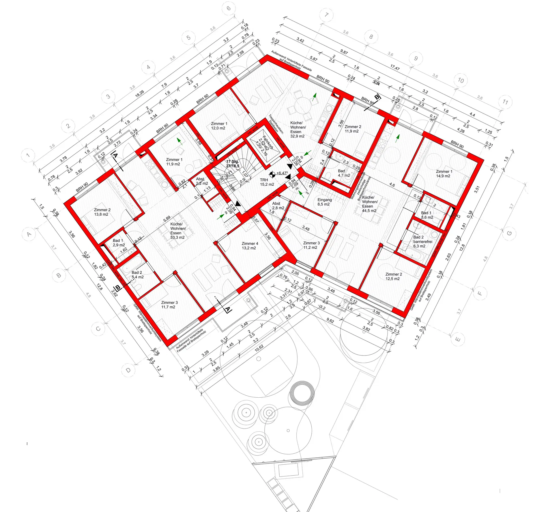 Berlin Weißensee – Grundriss Regelgeschoss