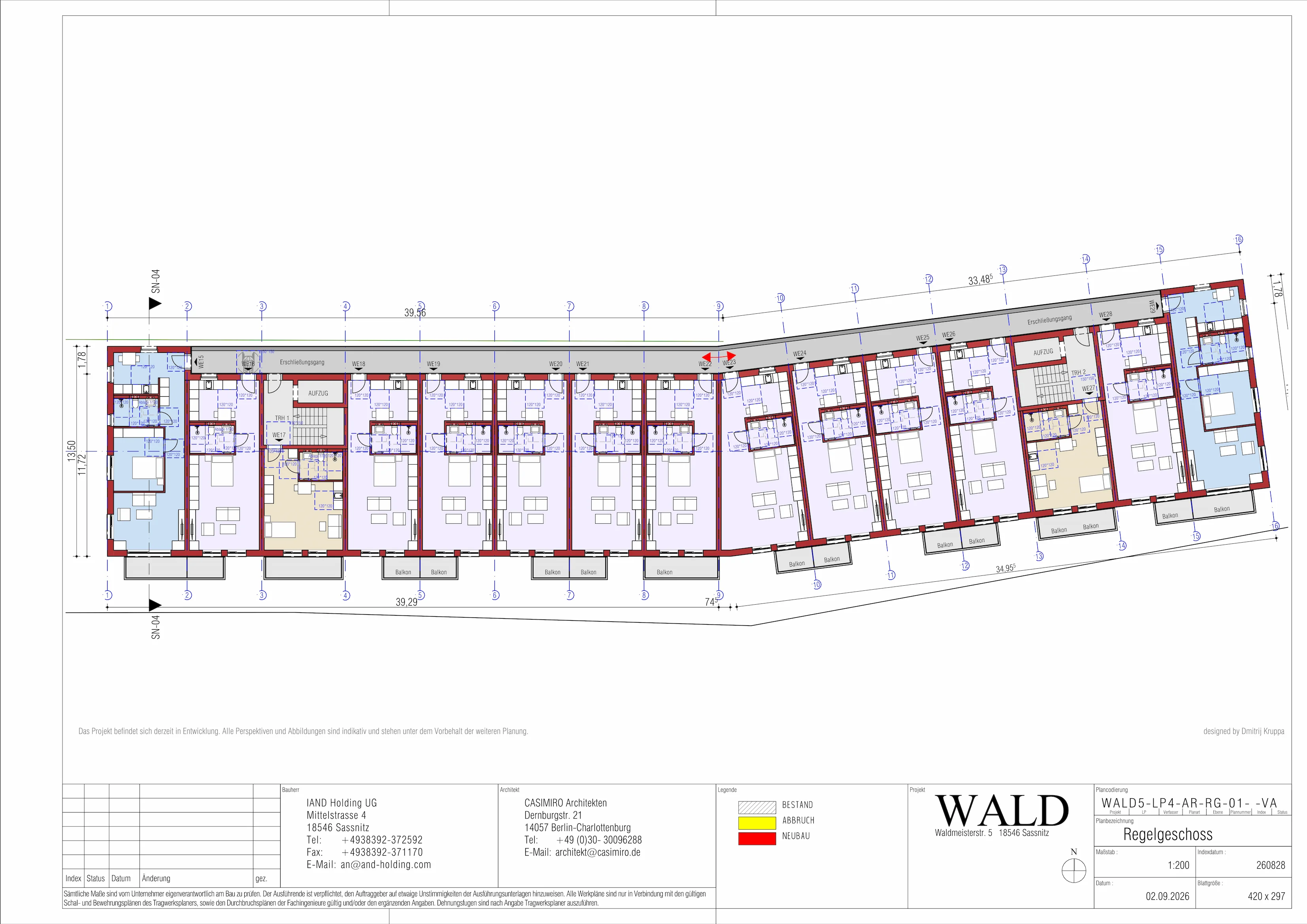 Waldmeisterstraße Sassnitz – Grundriss Regelgeschoss