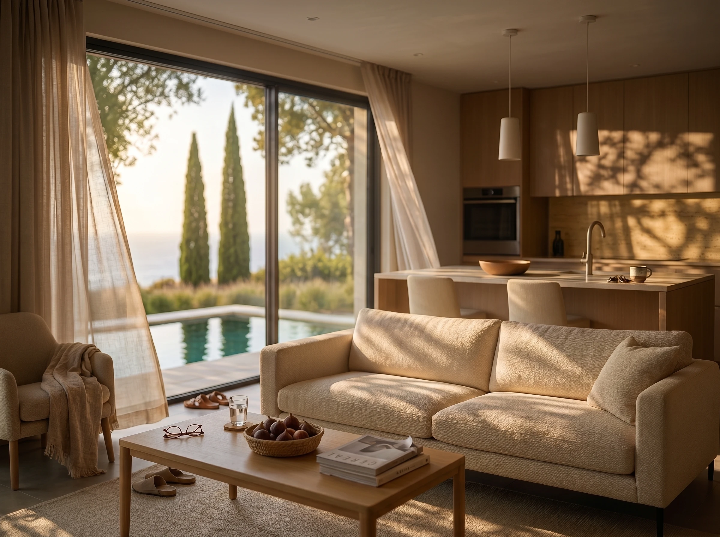 Nazaré Villa – Wohnzimmer mit Meerblick
